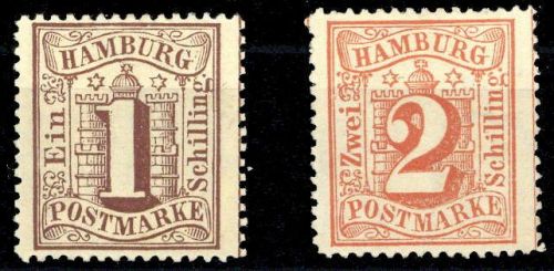 1864, Altdeutschland Hamburg, 11, 13, (*)