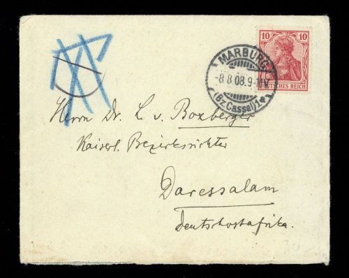 1908, Deutsche Kolonien Ostafrika, DR 86 I, Brief