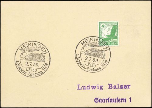 1939, Zeppelin,Zeppelin Sonderstempel,Sonderstempel bis 1939, ...