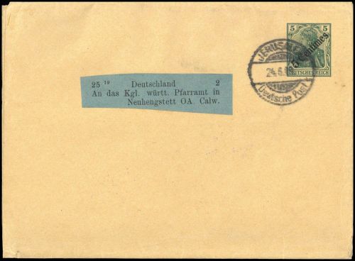 1909, Deutsche Auslandspost Türkei, S 6, Brief