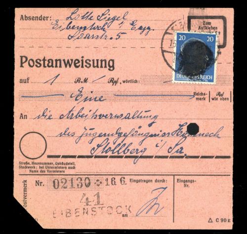 1945, SBZ Bundesland Sachsen, AP 791 I, Brief