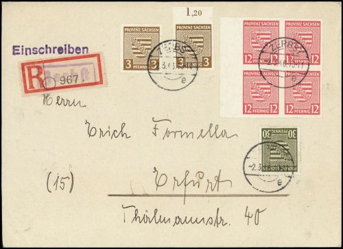 1946, SBZ Provinz Sachsen, 71 X (4) u.a., Brief