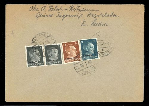 1943, Deutsche Besetzung II. WK Ostland, 1 (2) u.a., Brief