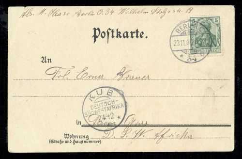 1906, Deutsche Kolonien Südwestafrika, DR 85 I , Brief