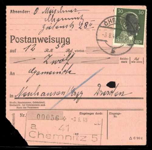 1945, SBZ Bundesland Sachsen, AP 794 I, Brief
