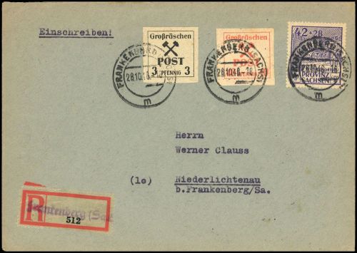 1946, Deutsche Lokalausgabe Grossräschen, 31, 41 u.a., Brief