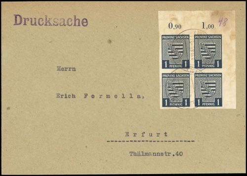 1945, SBZ Provinz Sachsen, 66 X ER (4), Brief