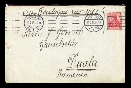 1913, Deutsche Kolonien Kamerun, DR 86 I, Brief