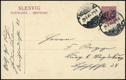 1920, Deutsches Abstimmgeb. Schleswig, P 3, Brief