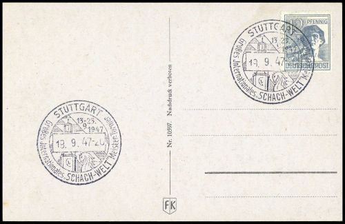 1947, Sport u. Spiel,Schach,, Gem 947, Brief