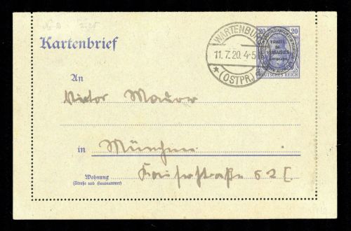 1920, Allenstein, K 2, Brief