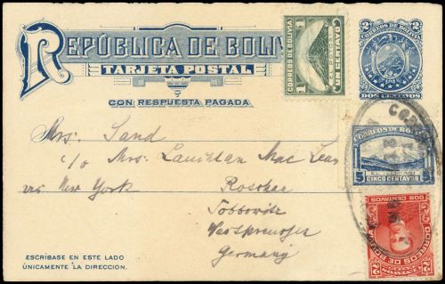 1890, Bolivien, P 4 F u.a., Brief