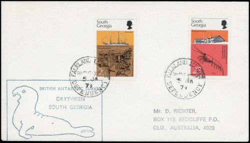 1976, Falkland Abhängige Gebiete F Süd Georgien, 52, 55, Brief