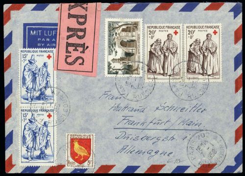 1957, Int.Organisationen,Rotes Kreuz,, Fr 1175-76 u.a., Brief