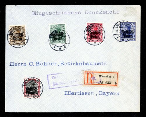 1915, Deutsche Besetzung I. WK Polen, 1-5, Brief