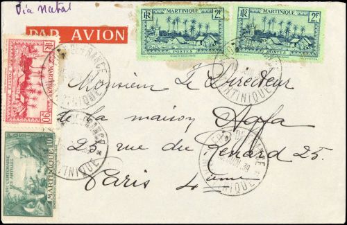 1933, Martinique, 160, 143 u.a., Brief