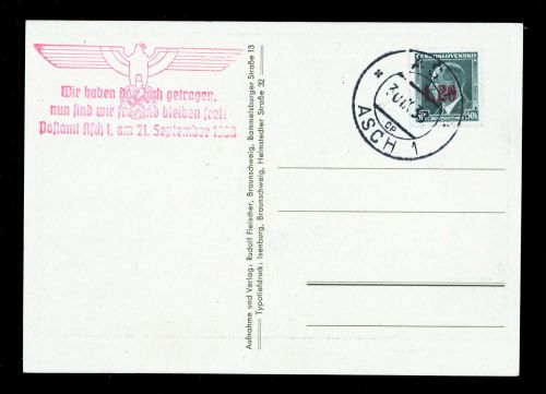 1938, Sudetenland Asch, 4 a, Brief