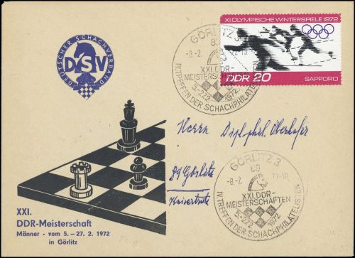 1972, Sport u. Spiel,Schach,, DDR 1728, Brief