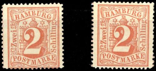 1864, Altdeutschland Hamburg, 13 (2), (*)