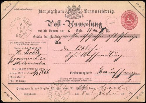 1865, Altdeutschland Braunschweig, A 1, Brief