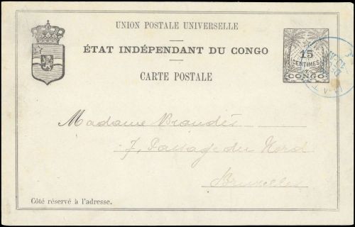 1892, Belgisch Kongo, P 5, Brief