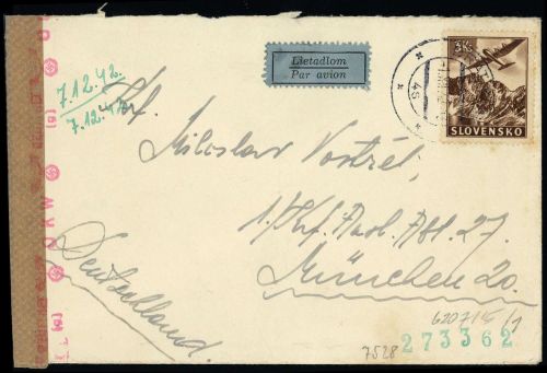 1939, Slowakei, 52 X, Brief