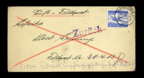 1942, Deutsche Besetzung II. WK, Feldpostmarken, 1 A, Brief