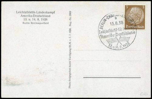 1938, Sport u. Spiel,Leichtathletik,, DR 513, Brief