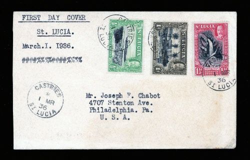 1936, St. Lucia, 84-86 A, FDC