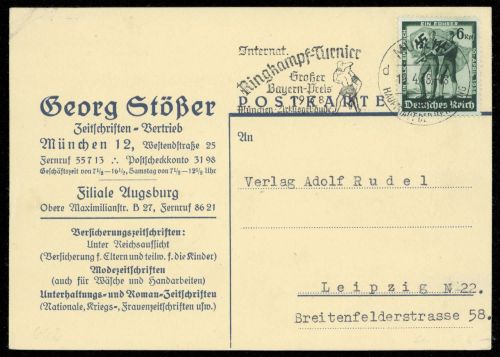 1938, Sport u. Spiel,Ringen,, DR 662, Brief