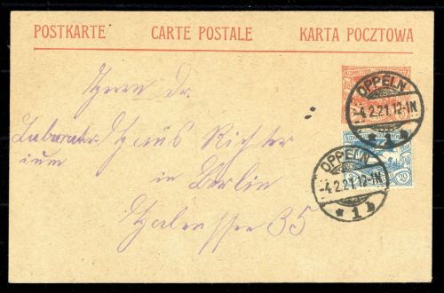 1920, Oberschlesien, P 3 u.a., Brief