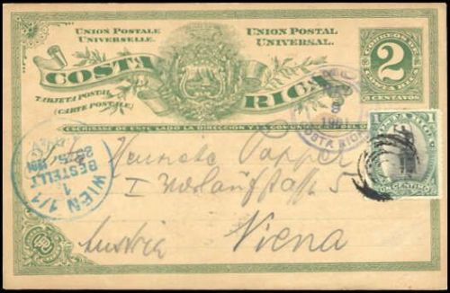 1890, Costa Rica, P 3 u.a., Brief
