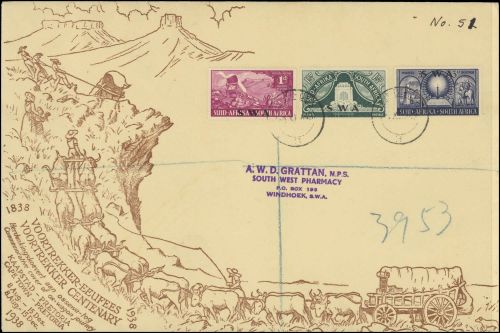 1949, Namibia, 266-68, FDC