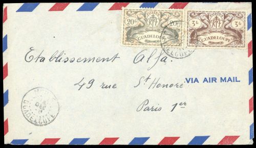 1945, Guadeloupe, 206 u.a., Brief