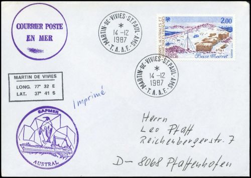 1987, Französische Gebiete in der Antarktis, 225, Brief