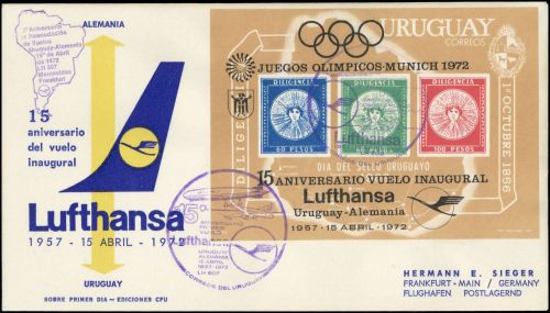1972, Uruguay, Block 15, FDC