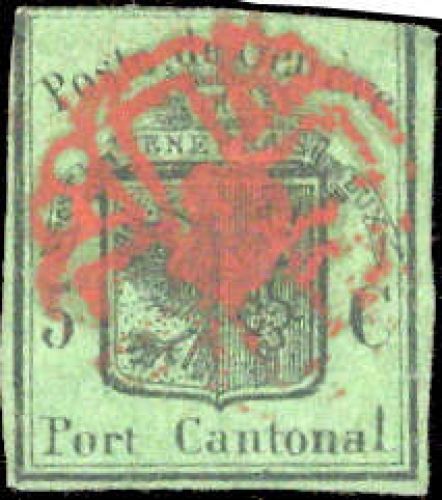 1848, Schweiz Kantone Genf, 5 PF, gest.