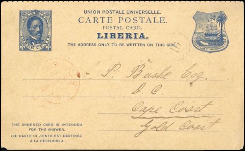1892, Liberia, P 5 F, Brief