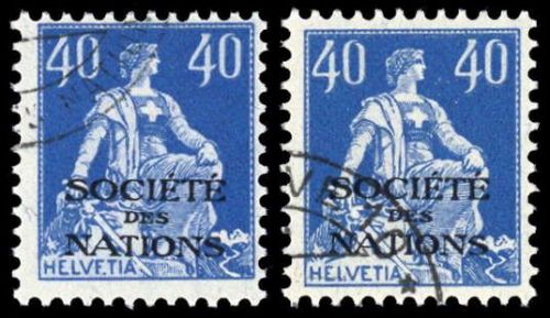 1922, Schweiz Völkerbund SDN, 8 PF 02 a+b, cto