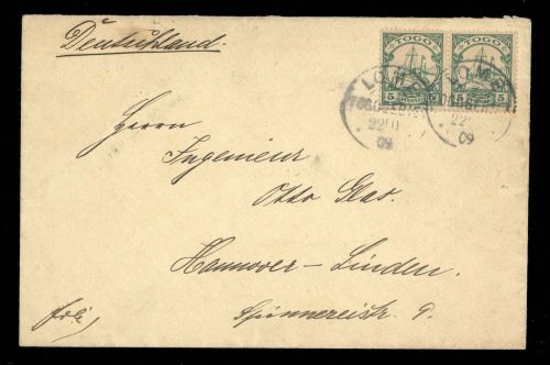 1909, Deutsche Kolonien Togo, 8 (2), Brief