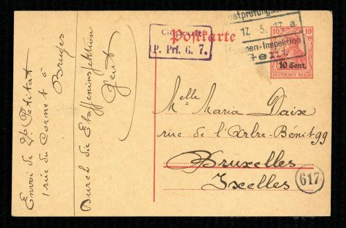 1917, Deutsche Besetzung I. WK Etappengebiet West, P 3, Brief