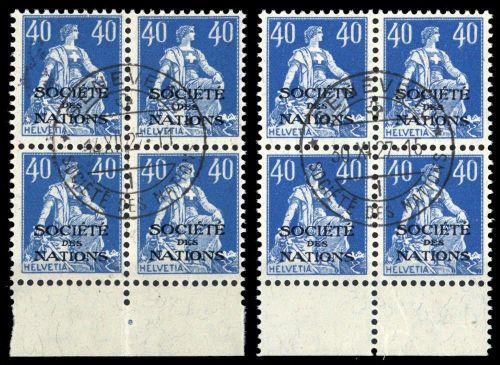 1922, Schweiz Völkerbund SDN, 8 PF 02 a+b, cto