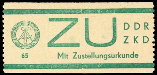 1965, DDR ZKD Sendung mit Zustellurkunde, ZU 1, **