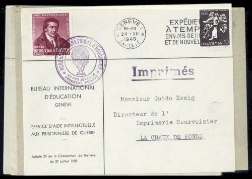 1940, Schweiz Internationale Erziehungsamt BIE, I-IV, Brief