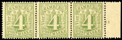 1864, Altdeutschland Hamburg, 16 a (3) RZ, **