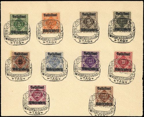 1919, Altdeutschland Württemberg, 134-43 (a), Briefst.