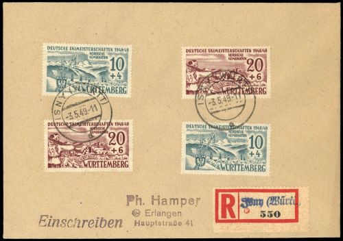 1949, Französische Zone Württemberg, 38 PF I u.a., Brief