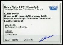 1941, Kriegs und Propagandafälschungen II. WK, 39 A Ecke, **