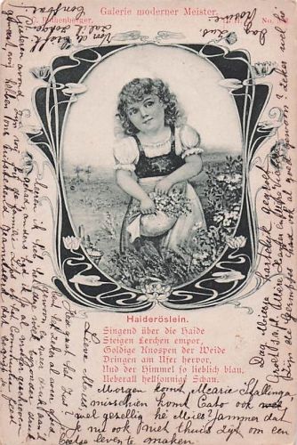 Motiv „Haideröslein“ im typischen Jugendstil der Zeit um 1900.