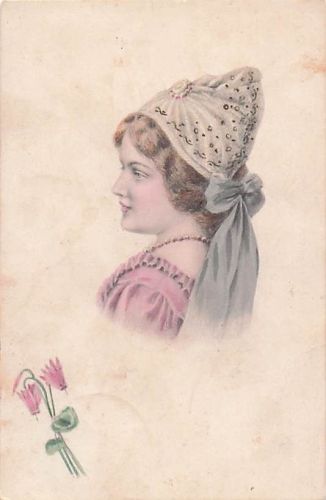 Alte Künstler-AK | Elegante Dame im Profil Jugendstil Portrait